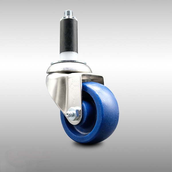 3 Inch 316SS Solid Polyurethane Wheel Swivel 1 Inch Expanding Stem Caster